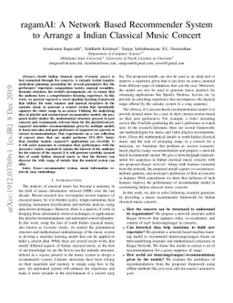 ragamAI: A Network Based Recommender System to Arrange a Indian
  Classical Music Concert