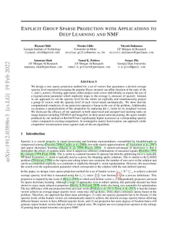 Explicit Group Sparse Projection with Applications to Deep Learning and NMF
