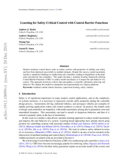 Learning for Safety-Critical Control with Control Barrier Functions