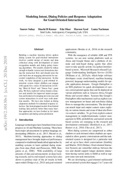 Modeling Intent, Dialog Policies and Response Adaptation for
  Goal-Oriented Interactions
