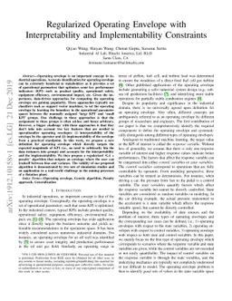 Regularized Operating Envelope with Interpretability and
  Implementability Constraints