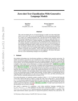 Zero-shot Text Classification With Generative Language Models