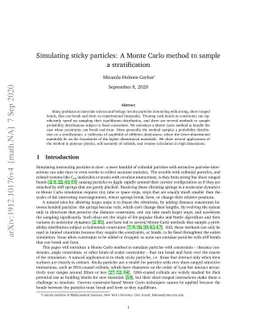 Simulating sticky particles: A Monte Carlo method to sample a
  stratification