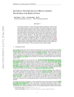 Jacobian Adversarially Regularized Networks for Robustness