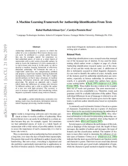 A Machine Learning Framework for Authorship Identification From Texts