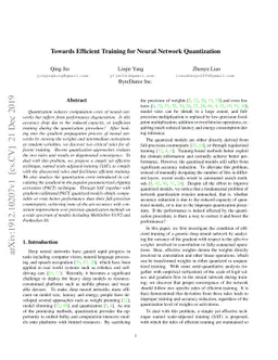 Towards Efficient Training for Neural Network Quantization