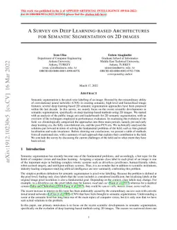 A Survey on Deep Learning-based Architectures for Semantic Segmentation
  on 2D images