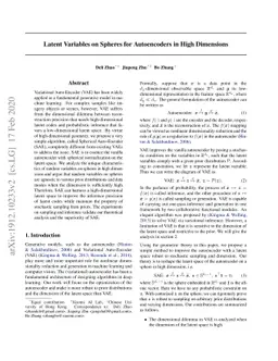 Latent Variables on Spheres for Autoencoders in High Dimensions