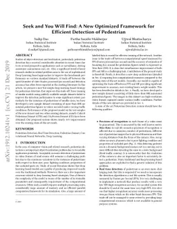 Seek and You Will Find: A New Optimized Framework for Efficient
  Detection of Pedestrian