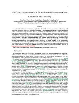 UWGAN: Underwater GAN for Real-world Underwater Color Restoration and
  Dehazing