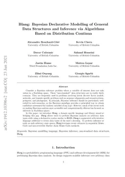 Blang: Bayesian declarative modelling of general data structures and
  inference via algorithms based on distribution continua