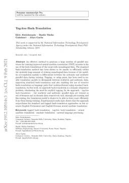 Tag-less Back-Translation