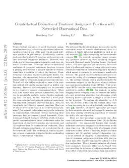 Counterfactual Evaluation of Treatment Assignment Functions with
  Networked Observational Data