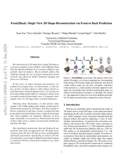 Front2Back: Single View 3D Shape Reconstruction via Front to Back
  Prediction