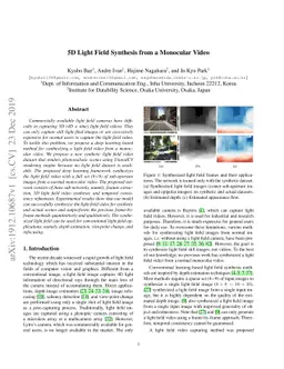 5D Light Field Synthesis from a Monocular Video