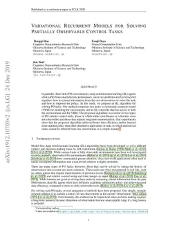 Variational Recurrent Models for Solving Partially Observable Control
  Tasks