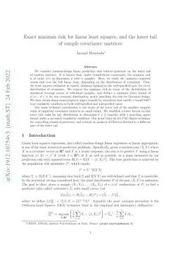 Exact minimax risk for linear least squares, and the lower tail of
  sample covariance matrices