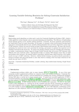 Learning Variable Ordering Heuristics for Solving Constraint
  Satisfaction Problems