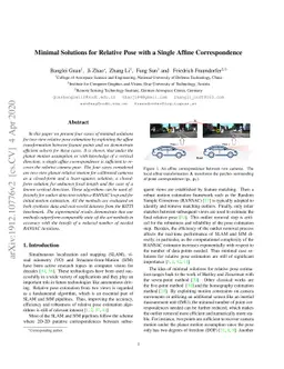 Minimal Solutions for Relative Pose with a Single Affine Correspondence
