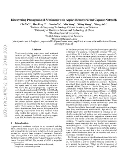 Discovering Protagonist of Sentiment with Aspect Reconstructed Capsule
  Network