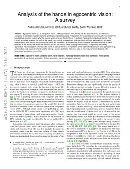 Analysis of the hands in egocentric vision: A survey