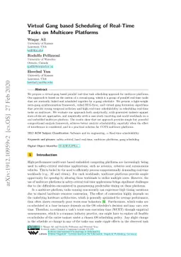 Virtual Gang based Scheduling of Real-Time Tasks on Multicore Platforms