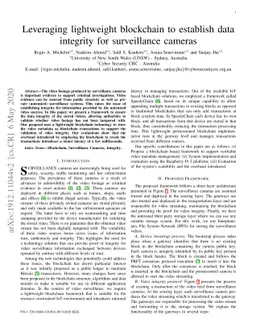 Leveraging lightweight blockchain to establish data integrity for
  surveillance cameras