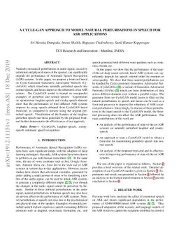 A Cycle-GAN Approach to Model Natural Perturbations in Speech for ASR
  Applications