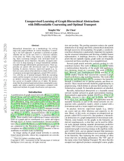 Unsupervised Learning of Graph Hierarchical Abstractions with
  Differentiable Coarsening and Optimal Transport