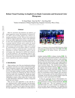 Robust Visual Tracking via Implicit Low-Rank Constraints and Structural
  Color Histograms
