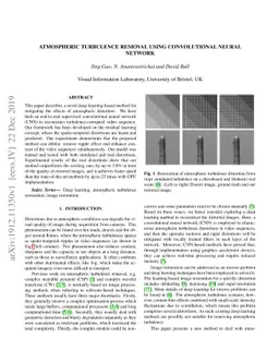 Atmospheric turbulence removal using convolutional neural network