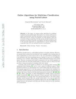 Online Algorithms for Multiclass Classification using Partial Labels