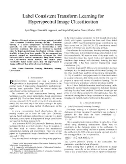 Label Consistent Transform Learning for Hyperspectral Image
  Classification