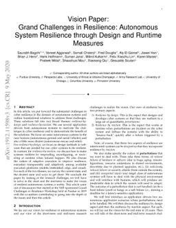 Grand Challenges in Resilience: Autonomous System Resilience through
  Design and Runtime Measures