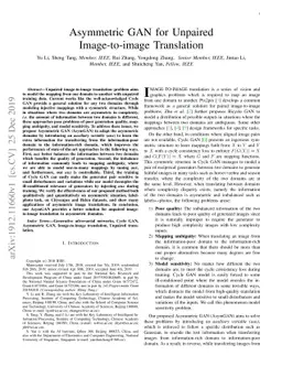 Asymmetric GAN for Unpaired Image-to-image Translation