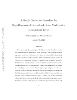 A Simple Correction Procedure for High-Dimensional Generalized Linear
  Models with Measurement Error