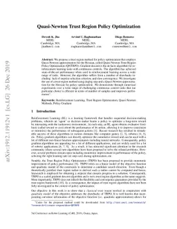 Quasi-Newton Trust Region Policy Optimization