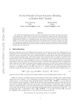 On the Principle of Least Symmetry Breaking in Shallow ReLU Models