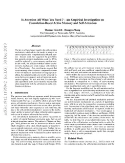 Is Attention All What You Need? -- An Empirical Investigation on
  Convolution-Based Active Memory and Self-Attention