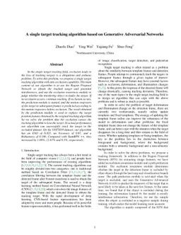A single target tracking algorithm based on Generative Adversarial
  Networks