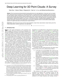 Deep Learning for 3D Point Clouds: A Survey