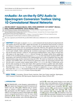 nnAudio: An on-the-fly GPU Audio to Spectrogram Conversion Toolbox Using
  1D Convolution Neural Networks