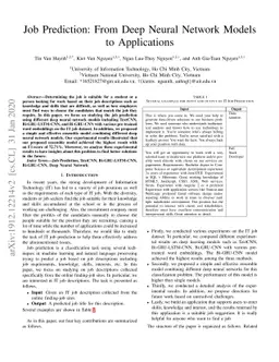 Job Prediction: From Deep Neural Network Models to Applications