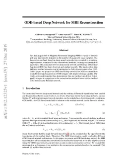 ODE-based Deep Network for MRI Reconstruction