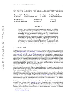 Synthetic Datasets for Neural Program Synthesis