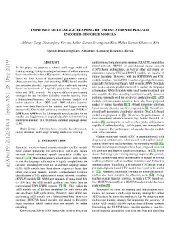 Improved Multi-Stage Training of Online Attention-based Encoder-Decoder
  Models