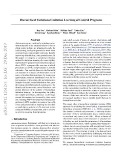 Hierarchical Variational Imitation Learning of Control Programs
