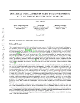 Individual specialization in multi-task environments with multiagent
  reinforcement learners