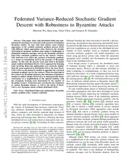 Federated Variance-Reduced Stochastic Gradient Descent with Robustness
  to Byzantine Attacks