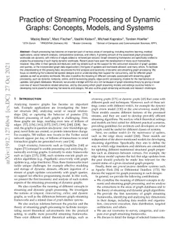 Practice of Streaming Processing of Dynamic Graphs: Concepts, Models,
  and Systems